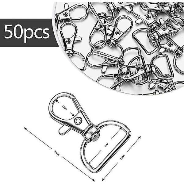 50 stk Svingbare Nøkkelringer Spenner Trigger Snap Kroker D-Ring