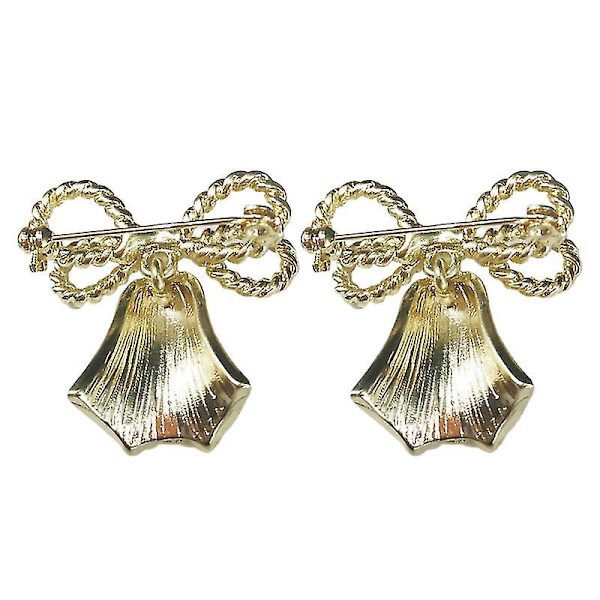 2 kpl Seosliitin Retro Kultapinnoitettu Tupsu Jousi Solmu Kello Rinnassa Delicate Corsage Kaulus Pin Badge (kulta)