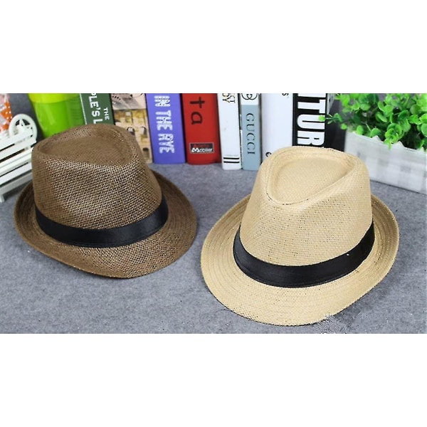 Straw Panama Hat Sun Beach Hat Bred Brem Halm Roll Up Hat Upf 50+ for kvinner (shikai)-yuhao