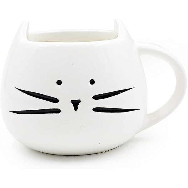 Söt kattunge keramisk mugg Par kopp porslinsmugg för kaffe/te/espresso/mjölk/vatten (vit)