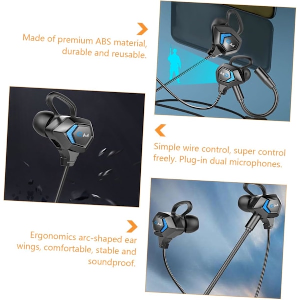 Ergonomiska Arc-formade Öronvingar In-ear Trådbundna Gaming Hörlurar Mikrofon