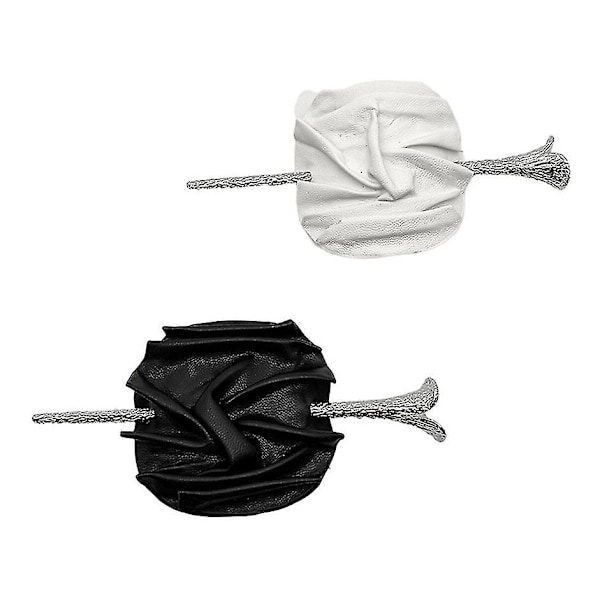 Håndlaget teksturert lær hårklipp Retro temperament hodeplagg nisje design mørk stil hårtilbehør hårklipp (2 stk)
