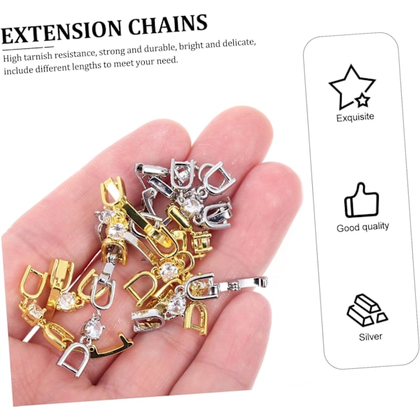 Förlängningskedjor för Smycken 12st Set Guldpläterat Strassspänne för Armband Fotlänkar
