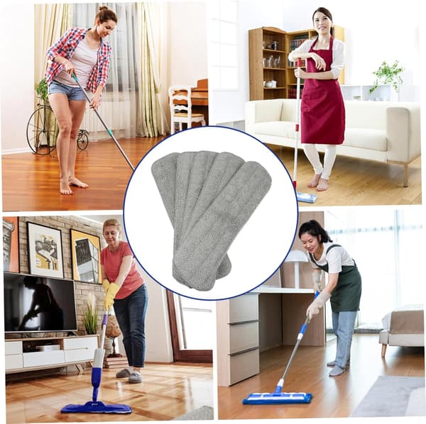 5 stk. mikrofiber moppepuder til støv vådmopping genanvendelige moppehovedpuder