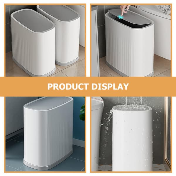 Plastpapperskorg med presslock, 5l kompakt, snygg, modern design, PP, multifunktionell