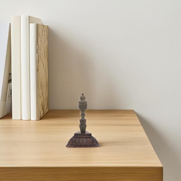 Tibetansk Vajra Dorje Støder Statue Kobberlegering Dekorativ Støder med Stativ, Helligt Design