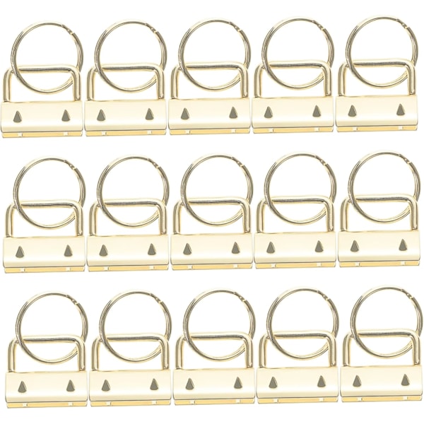 50 stk DIY Metall Nøkkelring Nøkkelbrikke Maskinvare Nøkkelring for Bagasje Håndleddsrem Stoff Preget 25mm Gull