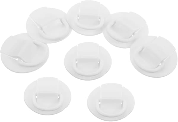 8 stk. hvite D-ring-lapper i plast for oppblåsbare padlebrett og kajakker
