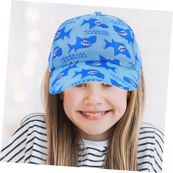 Justerbar baseballhatt Blå hai solbeskyttelseshette for gutter og 52-54 cm