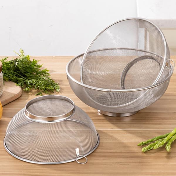 Sil i rustfritt stål med finmasket sil og bolle 20 cm matsil