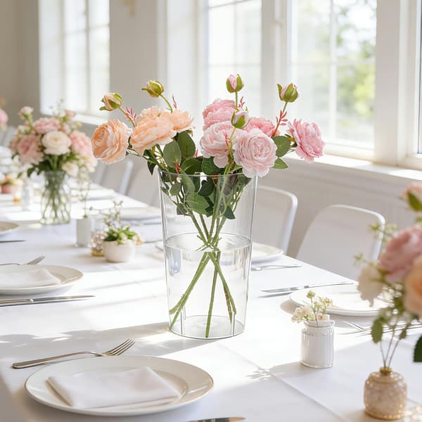 Akryl Blomstervase Stor Kapasitet Flat Base Dekorativ Vase Egnet