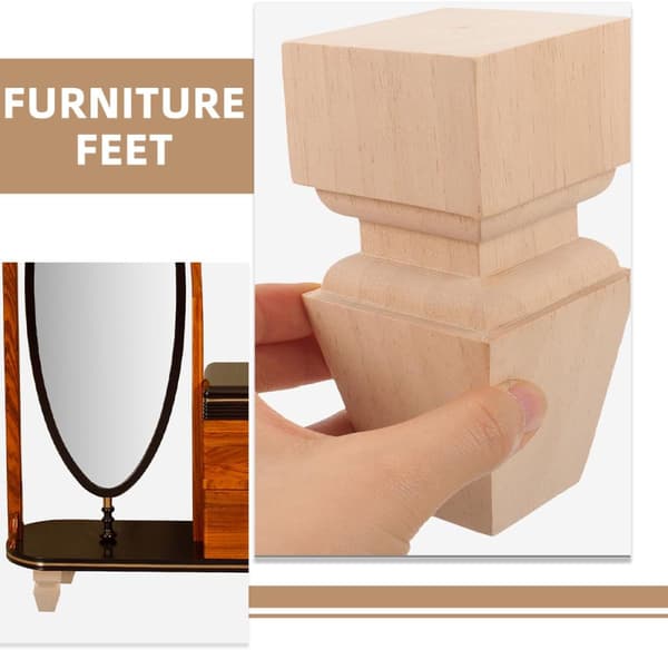 4 stk. træmøbelben til skriveborde og skabe, klassisk europæisk design