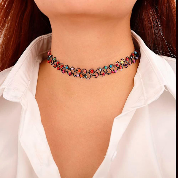 Htooo Kvinners Choker Halskje Sett Elastisk Krage Choker Halskje Med Perle For Tenåringer Kvinner Jenter (stil2)