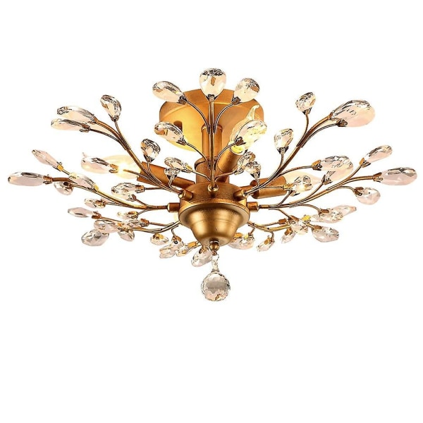62cm Lysekrone Klynge Taklampe Led Flush Metall Antikk Messing