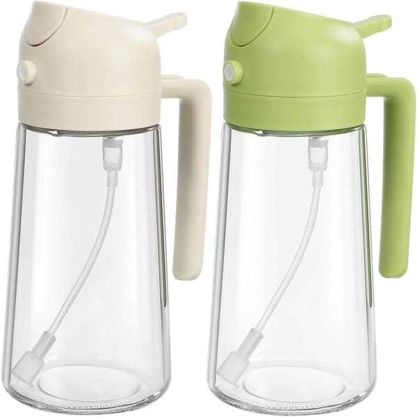 2-pack oljesprutflaskor i glas, 470 ml kapacitet med bred öppning och enkel påfyllning