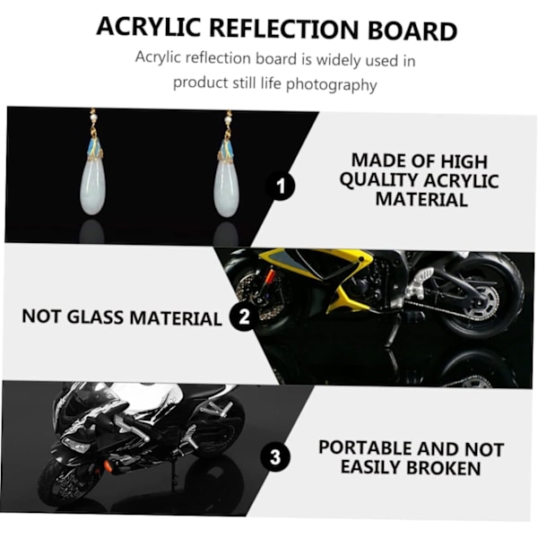 Akryl Reflexionsbräda 4 Delar Fotografi Rekvisita Smink Bakgrund 15x15cm Svart Robust Lättvikt