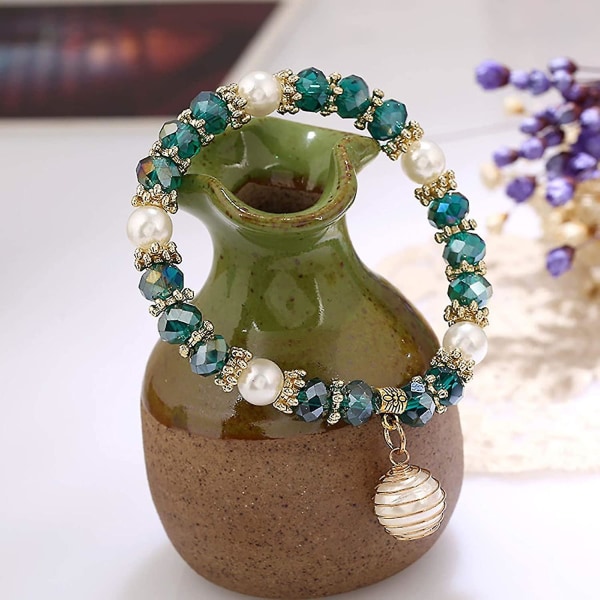 Pärlarmband Spiralimitation Pearl Charm Hänge Elegant Smycken Present För Kvinnor Män Flickor Pojkar
