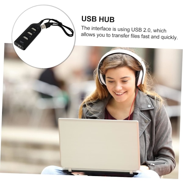 USB Hub 4-port USB-udvidelsesenhed til computere, bærbare computere, tablets, kompakt letvægts USB 2.0-udvider