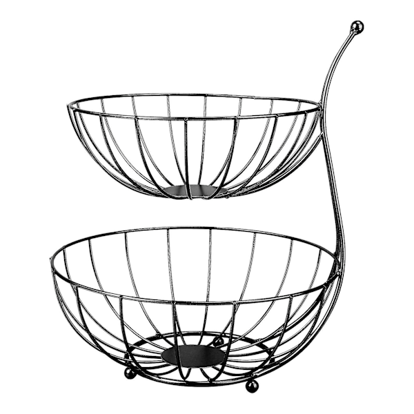 1 stk Jernkunst Kurv Dobbel Lag Frukt Oppbevaringskurv Restaurant Metallkurv