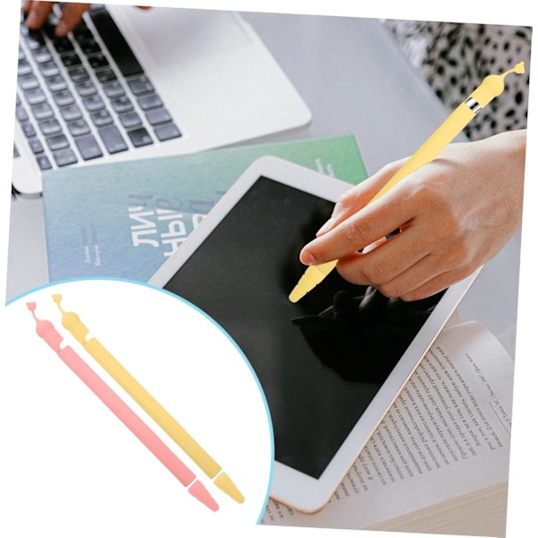 2 stk. Silikone Pen Etui Blyant Ærme Holder Anti-fald Blyant Ærme USB Drev Figurine Blyant Cover