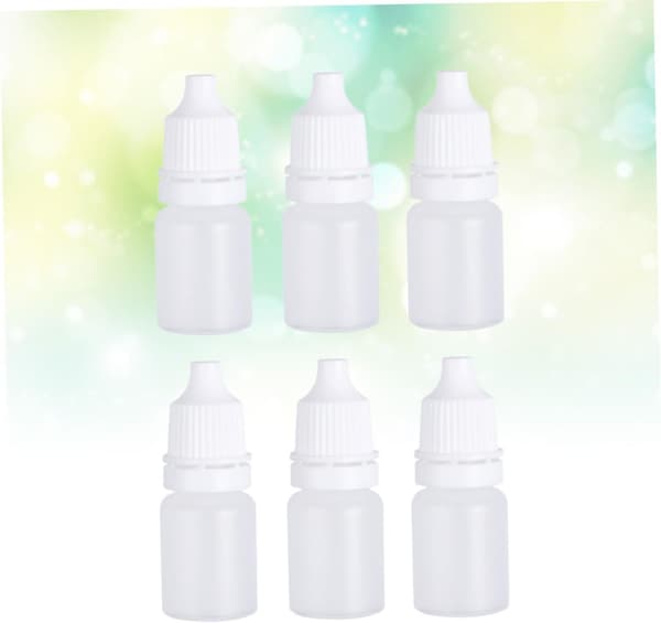 Klembare dråpeflasker 6 stk 5 ml hvite plastbeholdere for øyedråper og væskelagring