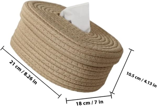 Khaki bomullstau vevboksdeksel med ingen grader og solid design, elegant enkel stil vevholder