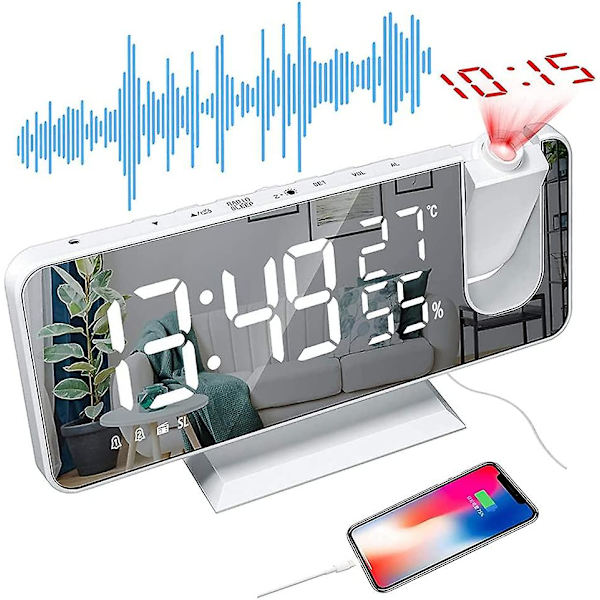 Radio-ohjattava äänenvoimakkuus 4 kirkkausintensiteettiä Automaattinen digitaalinen herätyskello Digitaalinen kello sänkyyn