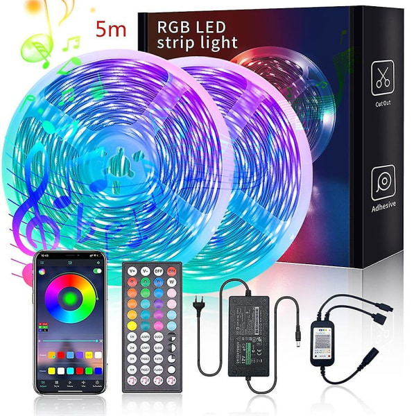 5m LED-nauhavalot Bluetooth-sovelluksella RGB SMD 2835 IP20 Joustavat Valot