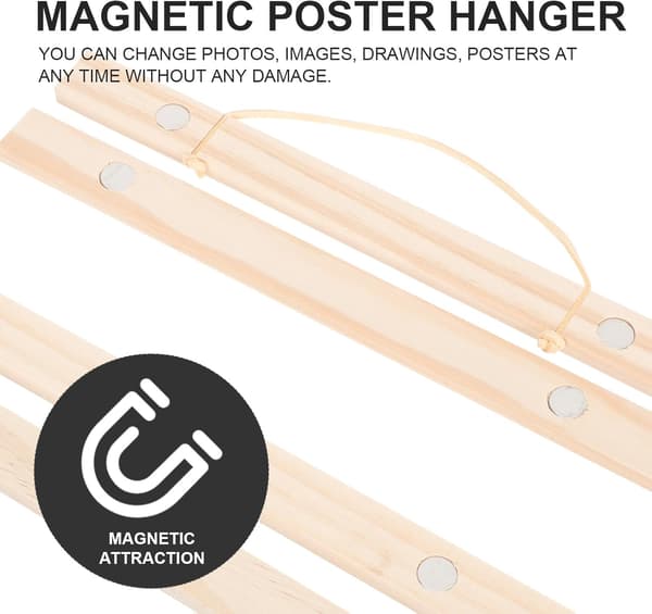 Magnetisk Plakatrammeophæng Trærulleværk Holder Udskiftelig Display Fast Greb