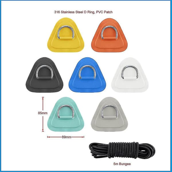 1 Sæt D-Ring Pude Pvc Patch Båd Dæk Rigging 5m Sort Elastisk Bungee Reb Sæt Til Stand Up Paddle Board Sup Dæk Tilbehør-orange