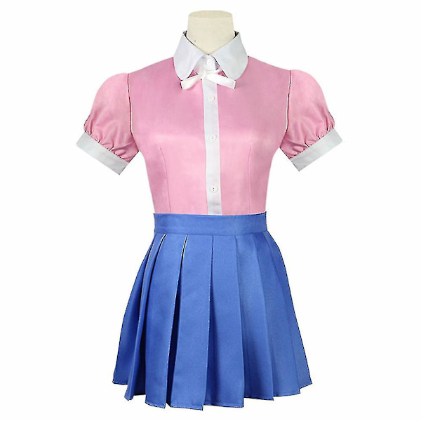 Mikan Tsumiki Kostume Sæt Skjorte Sløjfe Forklæde Skørt Rollespil Uniform Fancy Up Outfit M