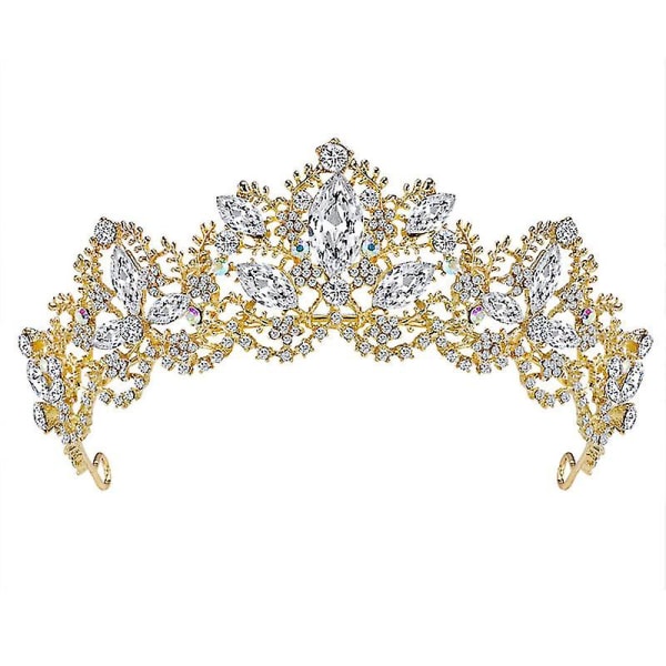 Elegant Crown Luxury Crystal Pannband Håraccessoarer för bröllopsfesttävling (guld)