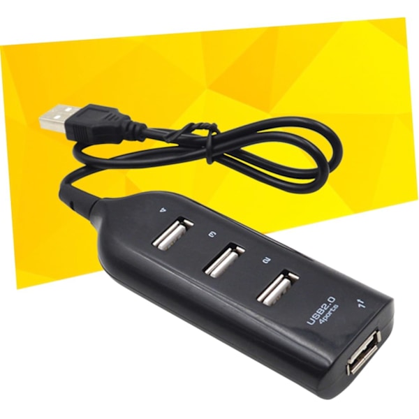 4 Port 2.0 Hub Splitter Höghastighetsdatahubb LED-indikator för Bärbara Datorer PC Svart Kompatibel 10/8/7