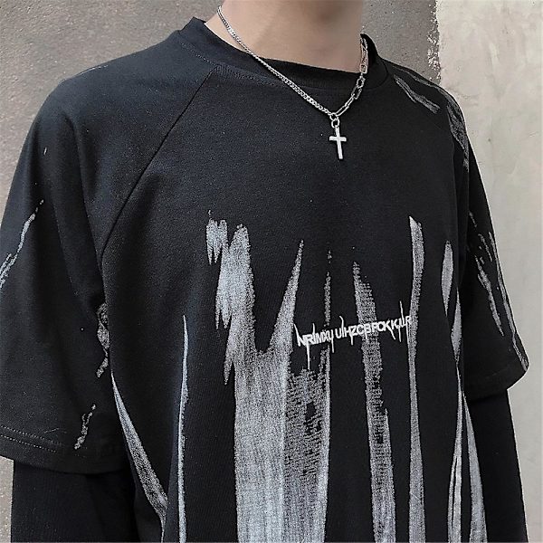 Ristiristiketju Kaulakoru Pitkä Versio Retro Cool Hip Hop Ommeltu Solisluuhun