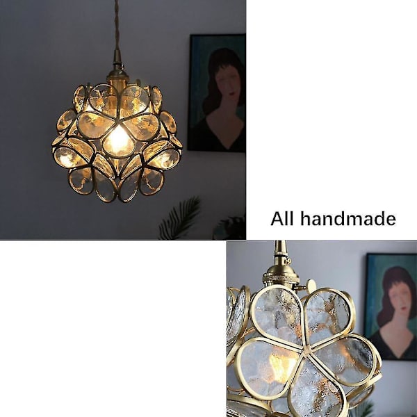 21cm Håndlaget Messing Glasslampe E27 Uten Lyskilde