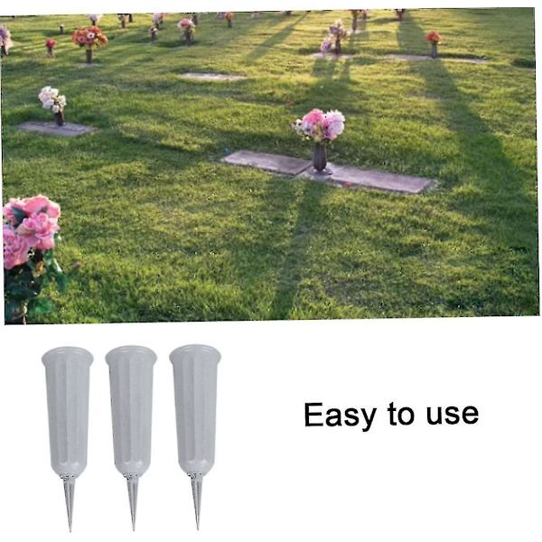 3 st Gravvase i konform, gräsmatta blomhållare med markspett gravsten blomkruka