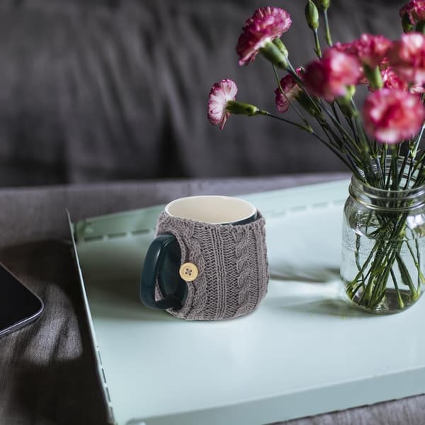 2 st tröja mugghylsa stickad kaffemuggskydd 3,5x3,5x3,5 tum