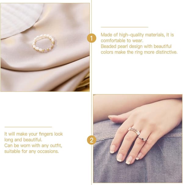 Krystal Perle Ring til Kvinder Moderigtig Håndlavet Rhinestone Ring til Finger til Daglig Brug