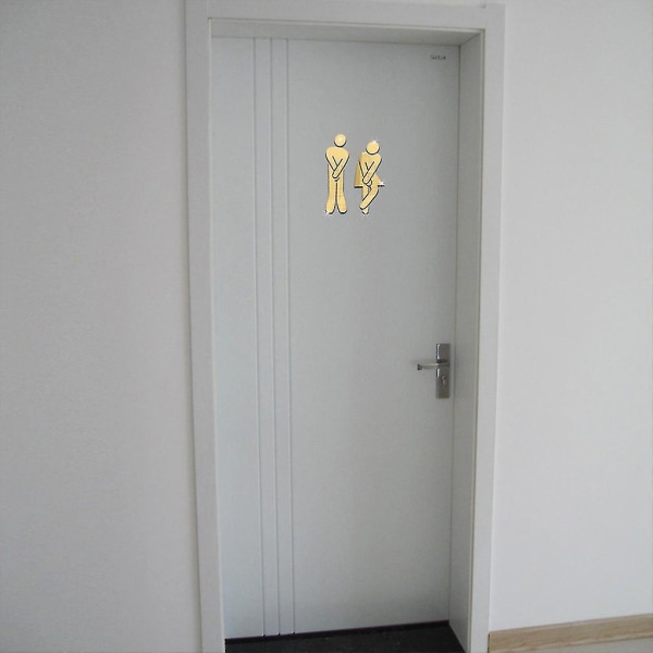 Taide-DIY-WC-kyltti kylpyhuoneeseen, mies ja nainen, vessa-kyltti, ovien tarvikkeet Silver
