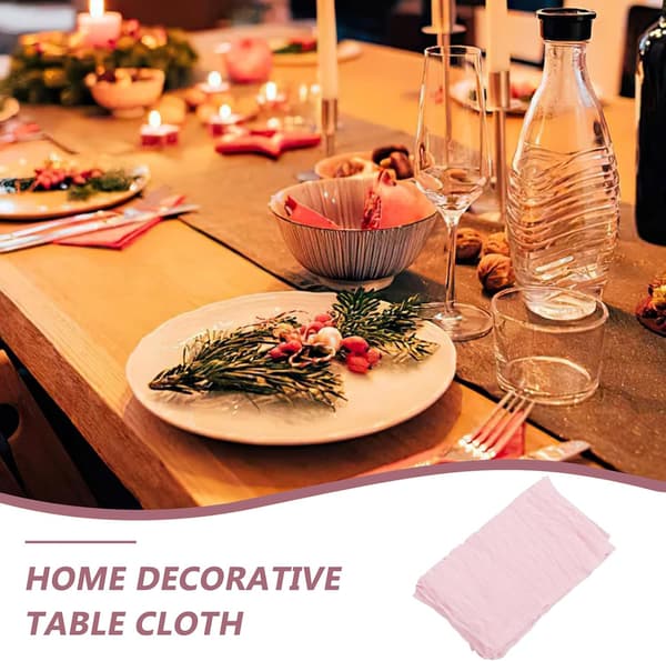 Boho Skrynklig Bordslöpare Polyester Duk Rektangulär Form Lätt att Använda Lätt att Förvara Dekorativ