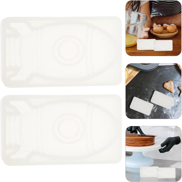 2 st DIY Silikonformar Raketdesign för Tårtdekoration, Lättrengjorda Silikonformar