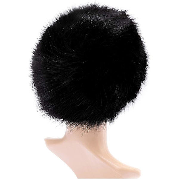 Dame Faux Fur Hat - Russisk Kosak Stil - Sort