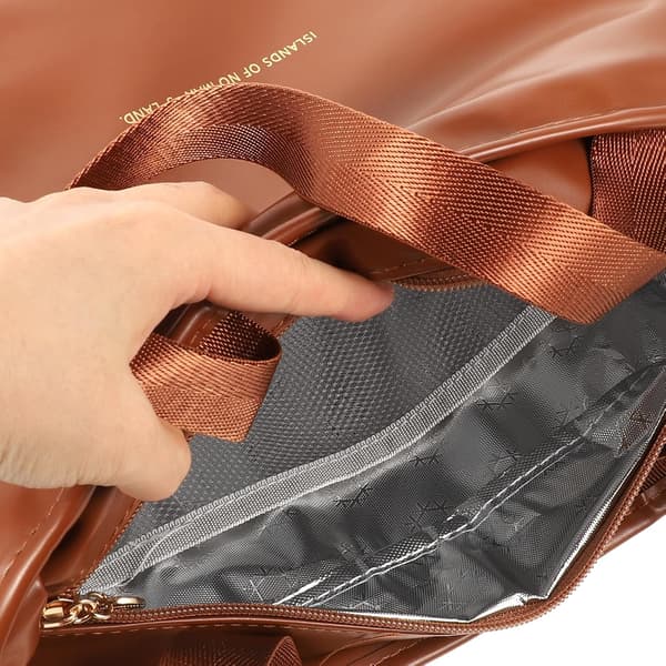 Kaffe Pu Tote Bag Bento Box Bag Stor Kapasitet Kompakt Isolert