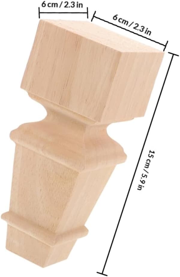 2 stk. træmøbelben til bord og kommode, beige massivt træ
