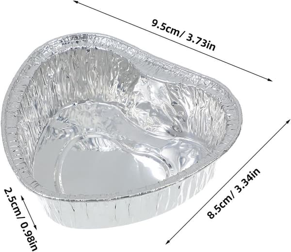 50 stk. hjerteformede bakekopper i tinnfolie, minipaiformer, eggetertformer