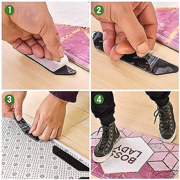 Antislip Rug Grip 24 Stykker Sort Rug Gripper Tæppe Gulvmåtter