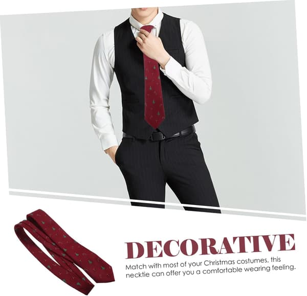Juletre-slips for menn, polyester-slips med juledesign for julebord og festlige anledninger