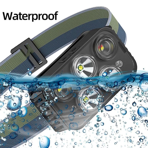 5led USB Uppladdningsbar utomhus vattentät sensor Cykling nattlöpande fiskeljus