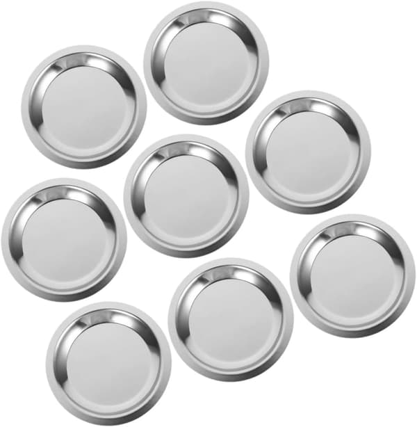 8 stk. vinglassunderlag i rustfritt stål, sklisikker design og multifunksjonell bruk, solid flaskematte