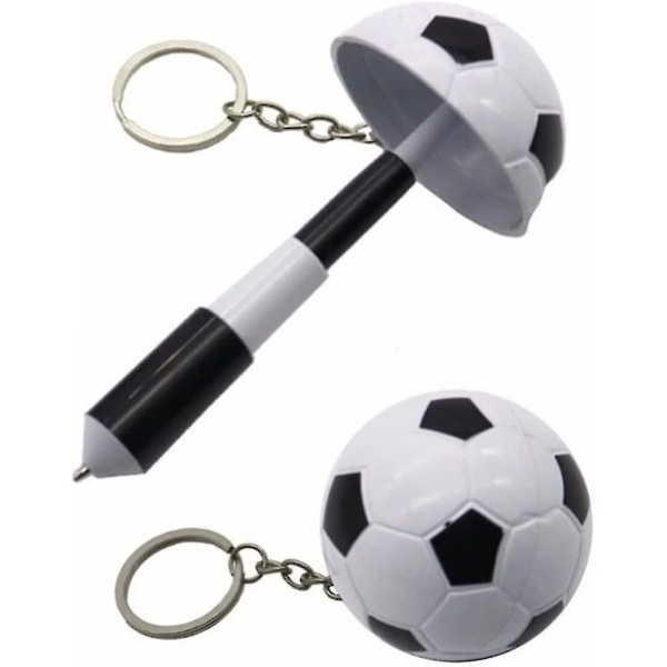 Dejlige kuglepenne Fodboldform Kuglepenne Mini-udtrækkelige kuglepenne Kuglepenne nøglering (sort og hvid 2 stk)